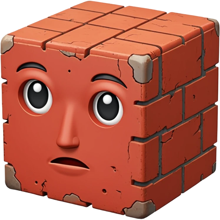 A cuboid made of brick with a face emoji