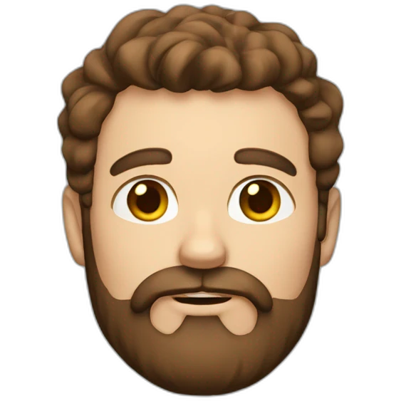 man with brown hair and beard and horn on head emoji