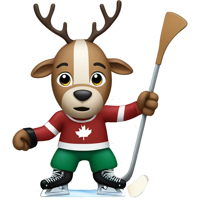 a reindeer playing ice hockey emoji