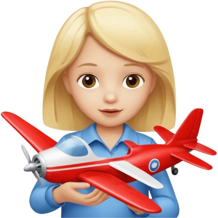 blonde child playing with plane emoji
