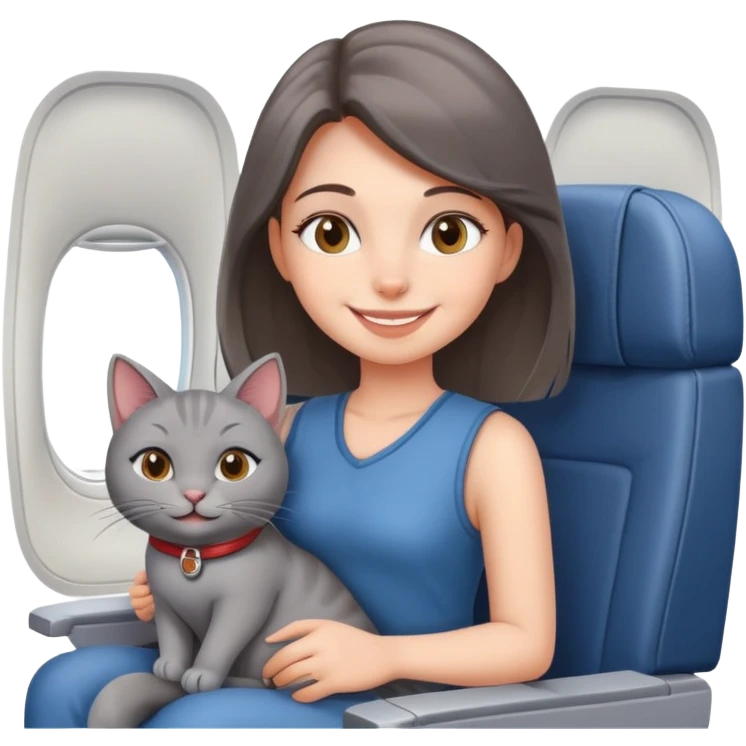 Girl with cat on airplane  emoji