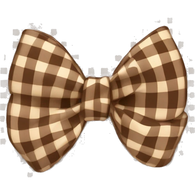 brown gingham print cute bow emoji