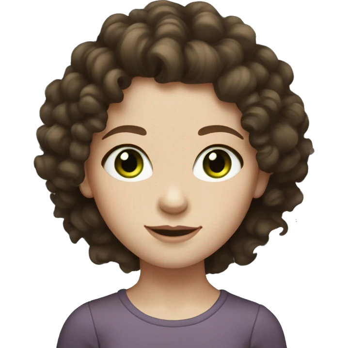 girl with pale skin green eyes dark brown curly hair and freckles emoji