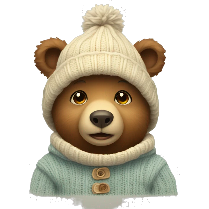 little bear with cozy sweater and a hat emoji