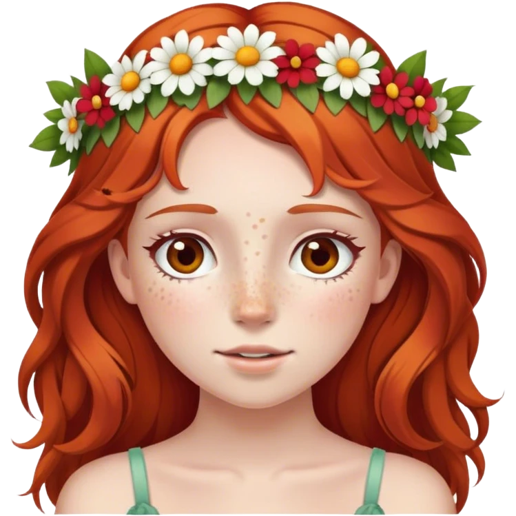 flower crown on red haired girl with freckles  emoji