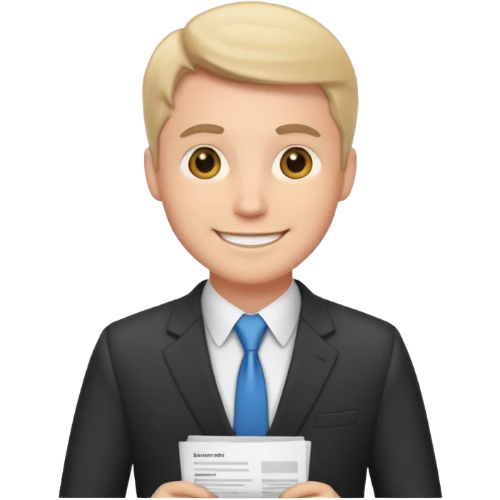 white man showing a resume emoji