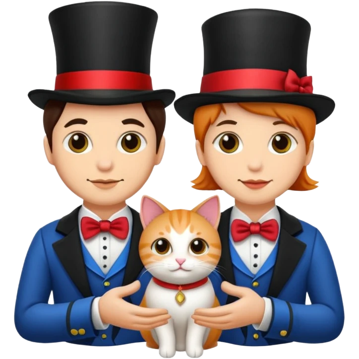 magician couple and their pet cat emoji
