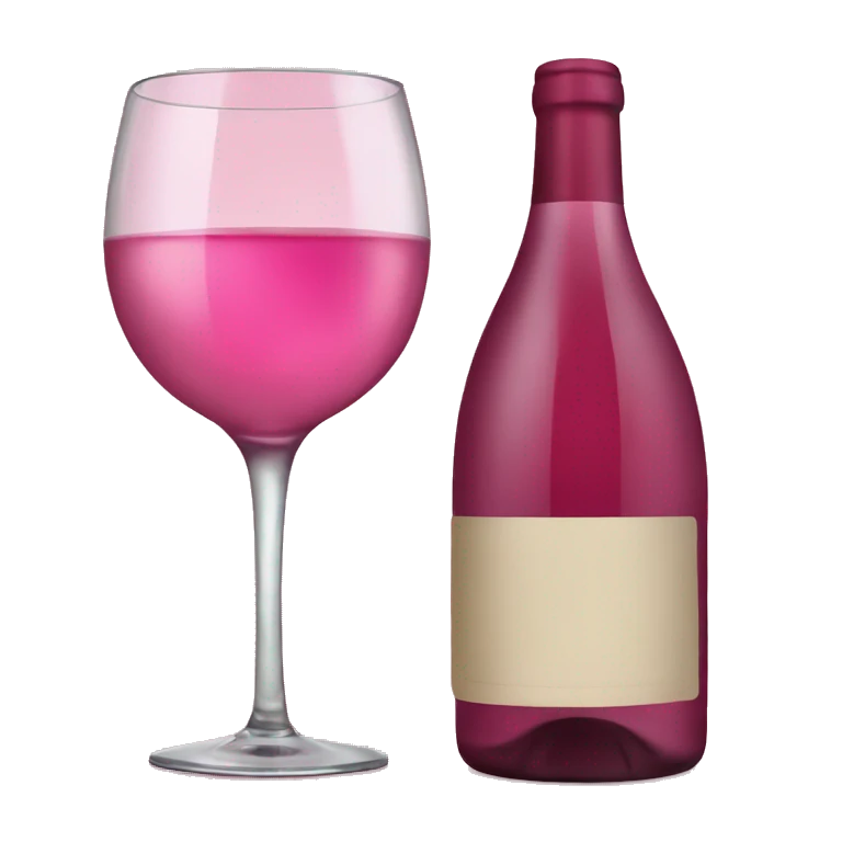 Pink wine bottle and wine glass emoji