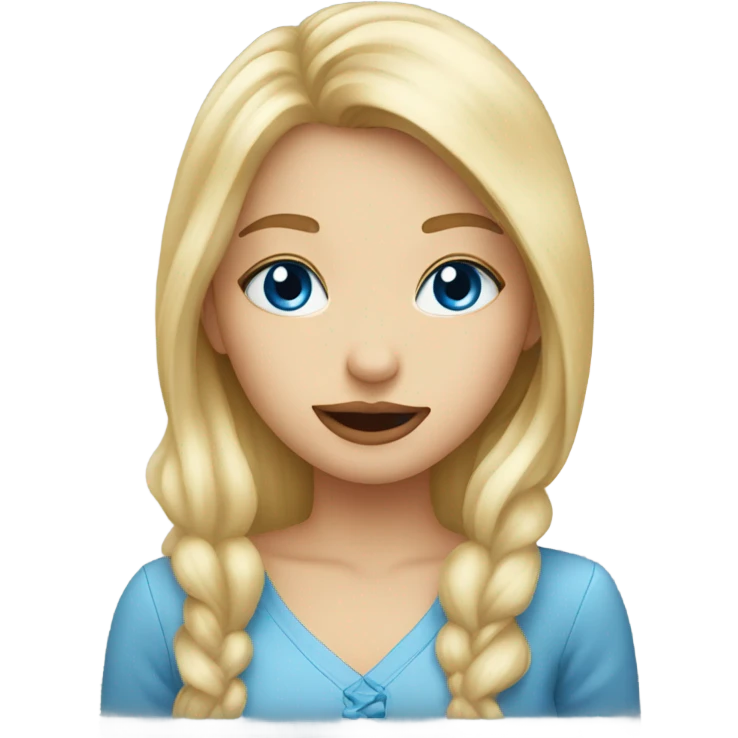 a blonde blue eyed girl sending a kiss emoji