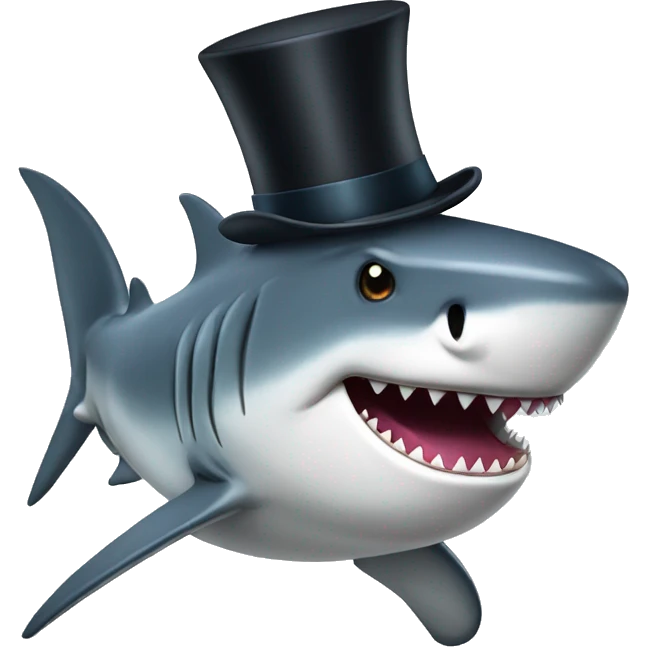 Shark with a top hat emoji