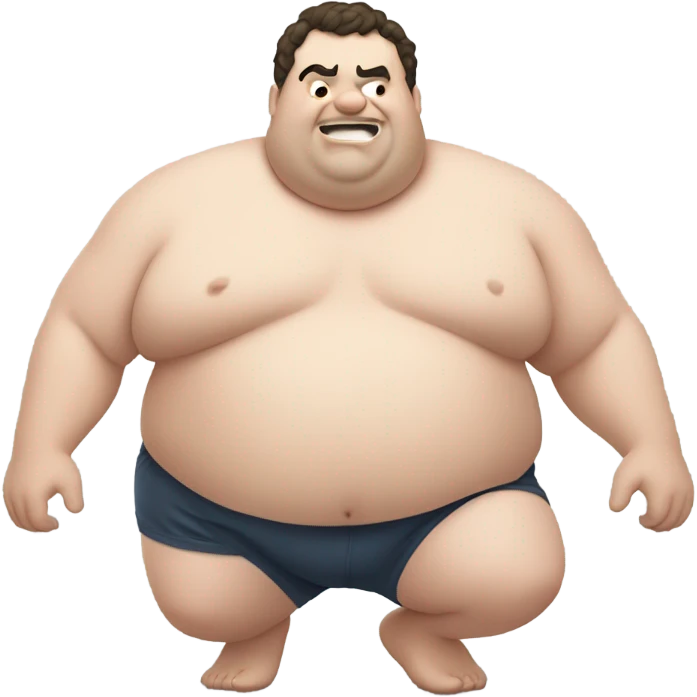 fat white man shirtless crawling down on ground emoji