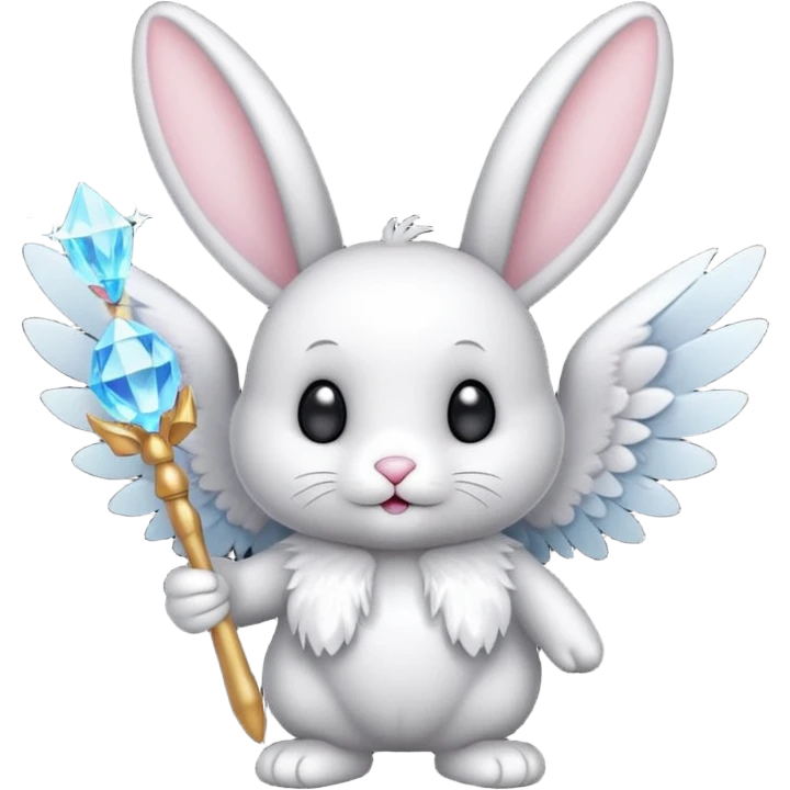 Black bunny with wings and with cristal wand  emoji