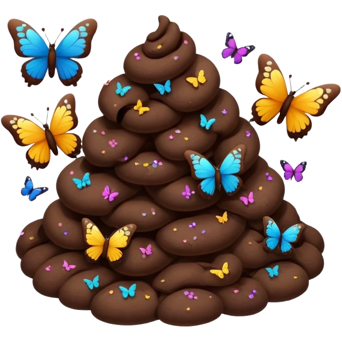 poop with butterflies around it emoji
