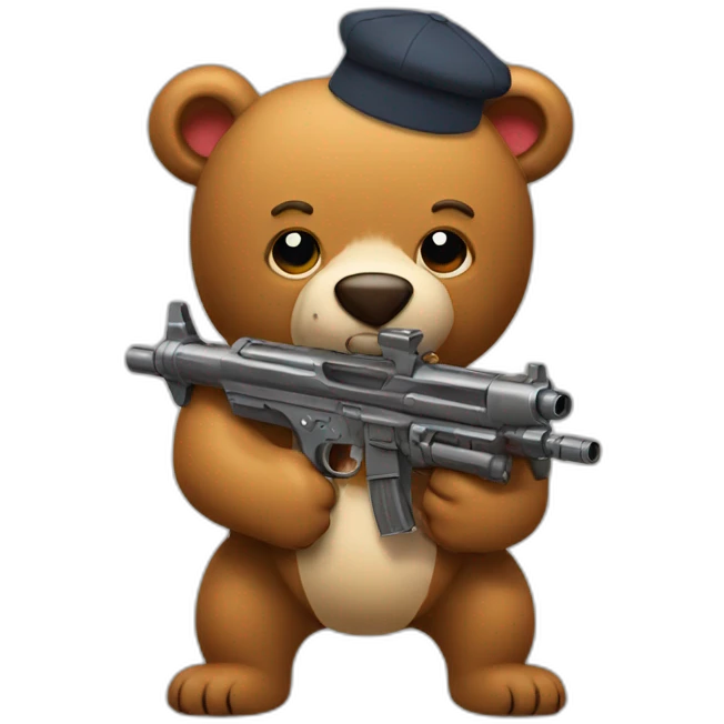 Bear with burger a minigun emoji