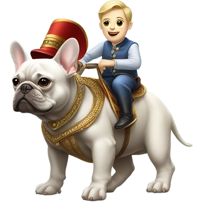 French bulldog riding an elephant  emoji