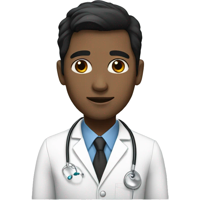 doctor, white skin, black hair, without stethoscope emoji