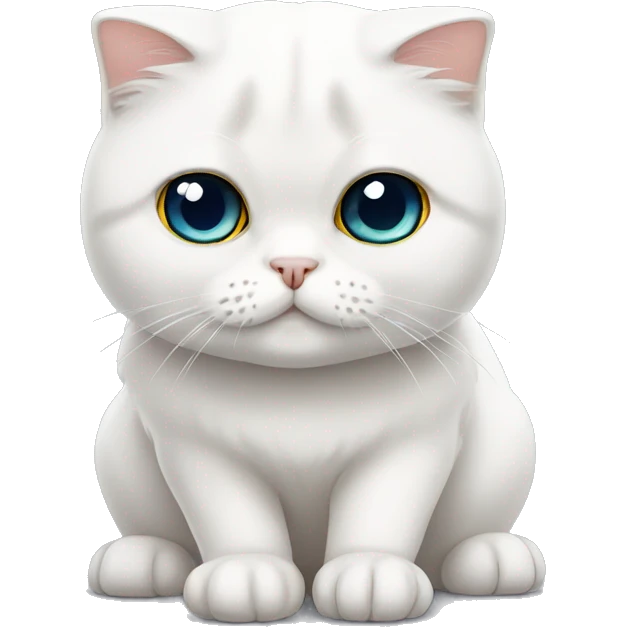 White scottish fold cat with eyes emoji