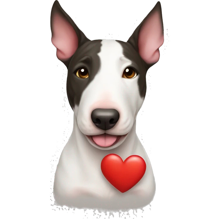 bull terrier with heart emoji