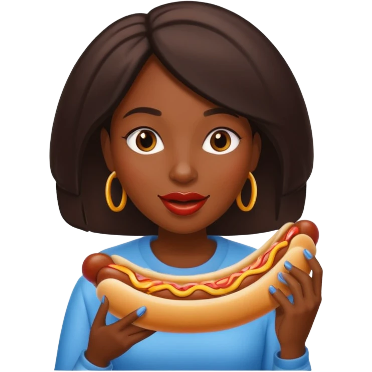 black woman eating hot dog  emoji