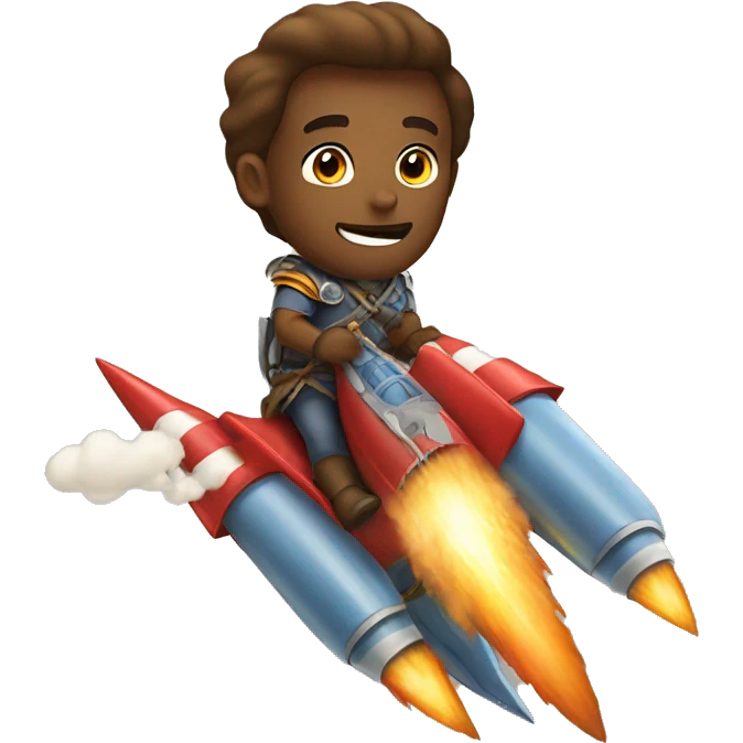 A warrior riding a rocket emoji