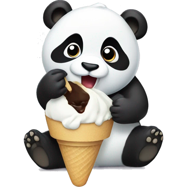 Panda eating ice creo  emoji