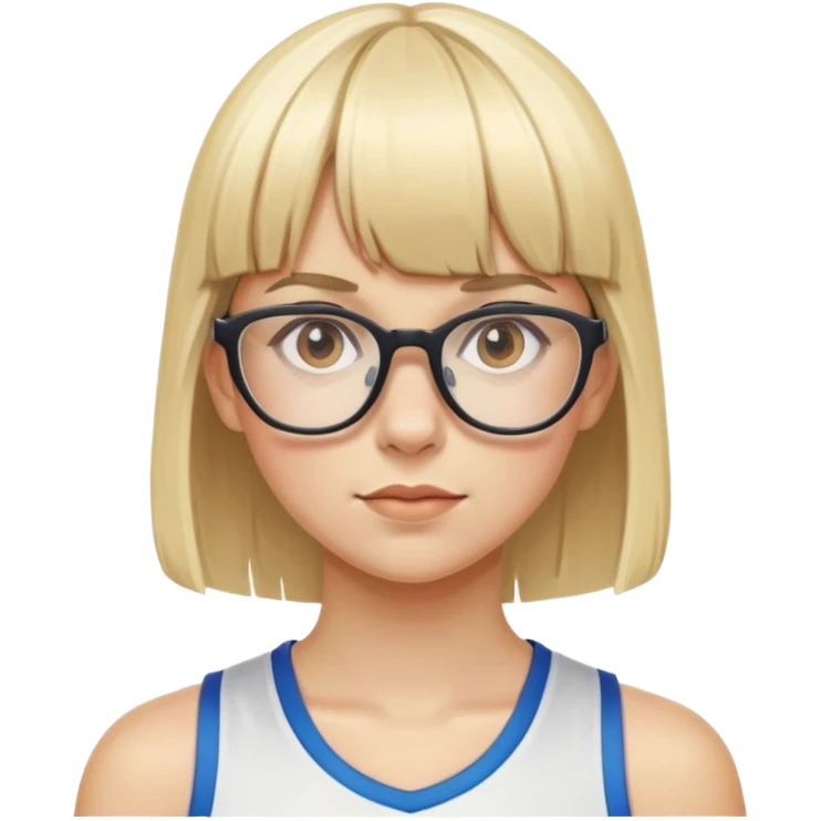 Chica rubia de gafas y flequillo recto haciendo deporte  emoji