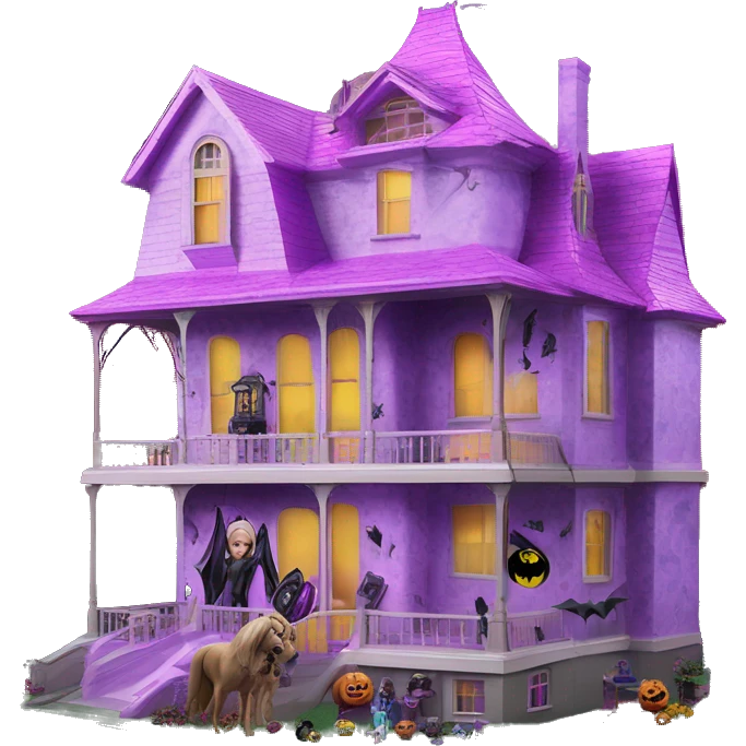 Barbie’s and Batman’s 6 story tall haunted dream house with complete wrap-around porch  emoji