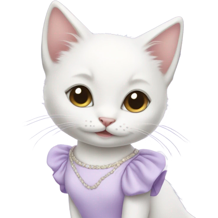 Cute white kitten with pastel purple dress on emoji