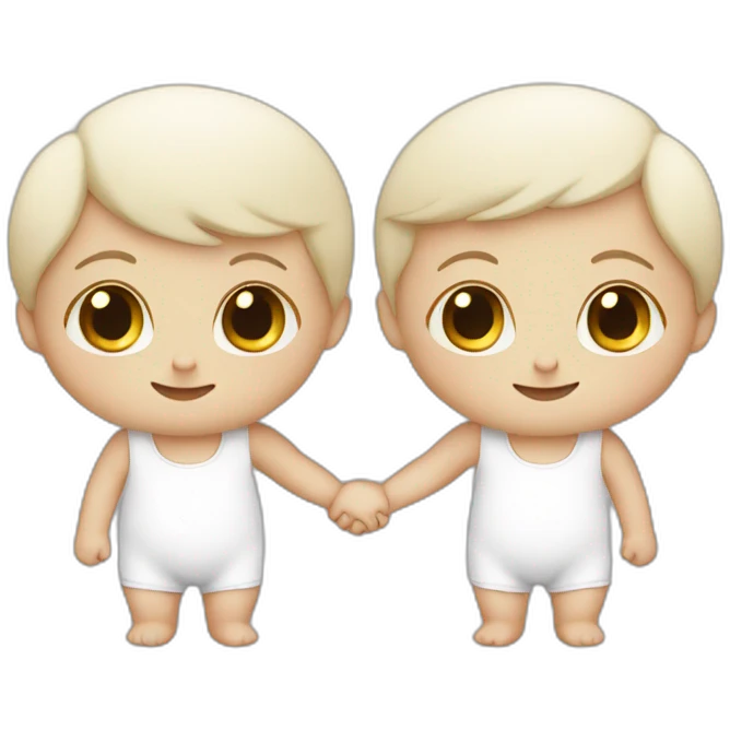 two white babies holding hands emoji