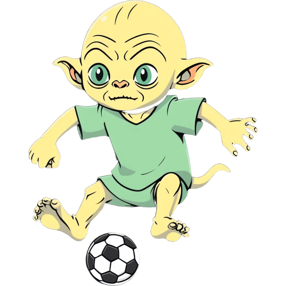 gollum plays soccer emoji