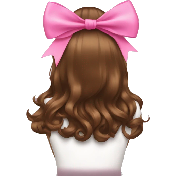 brown open hair from behind with a pink bow emoji