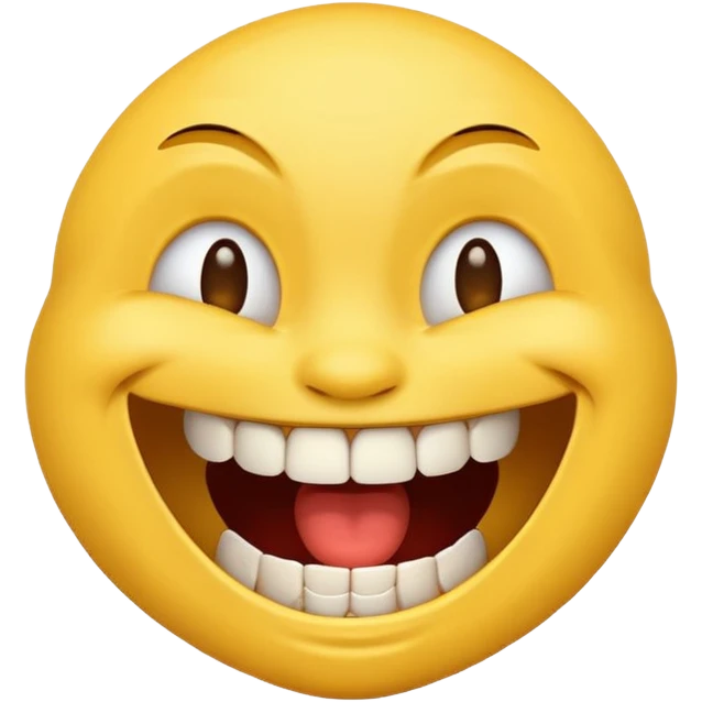 A normal emoji laughing with broken teeth emoji