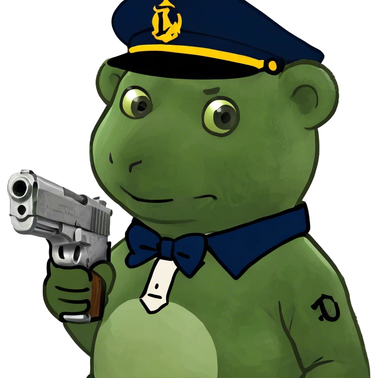 Raulph lauren teddy bear with pistol emoji