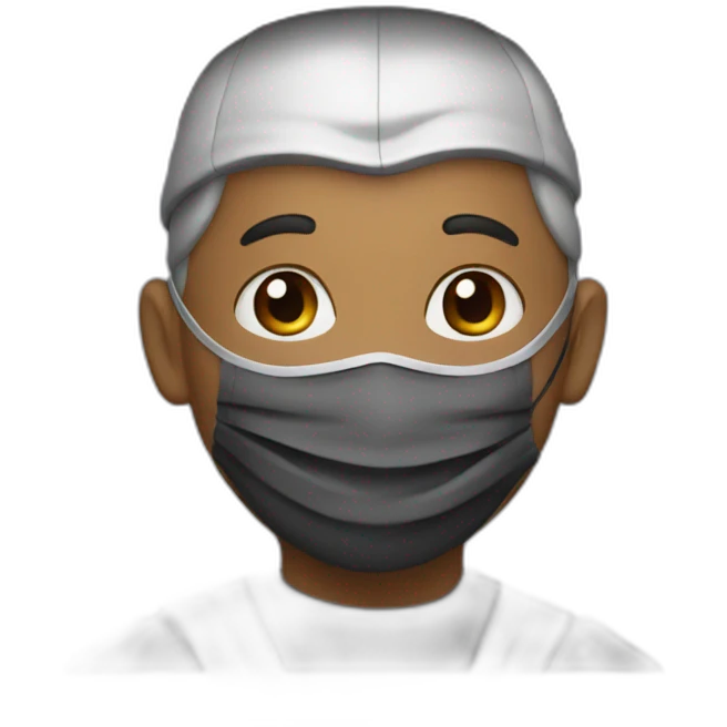 A man wearing a graduation hat and a mask emoji