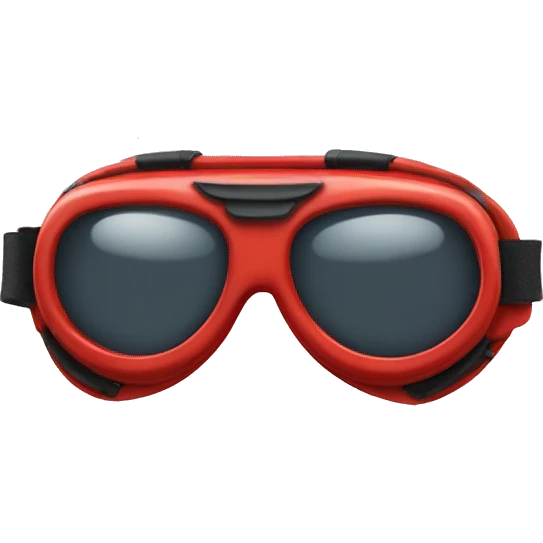 goggles with red frame，wing-inspired emoji