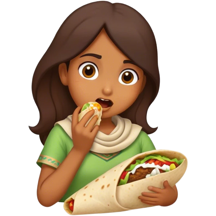 Silly Indian girl eating burrito emoji