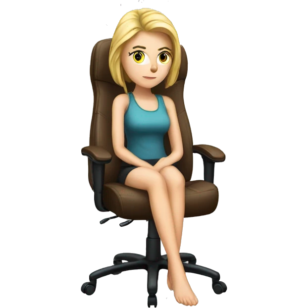 white girl thinking on a big gaming chair  emoji