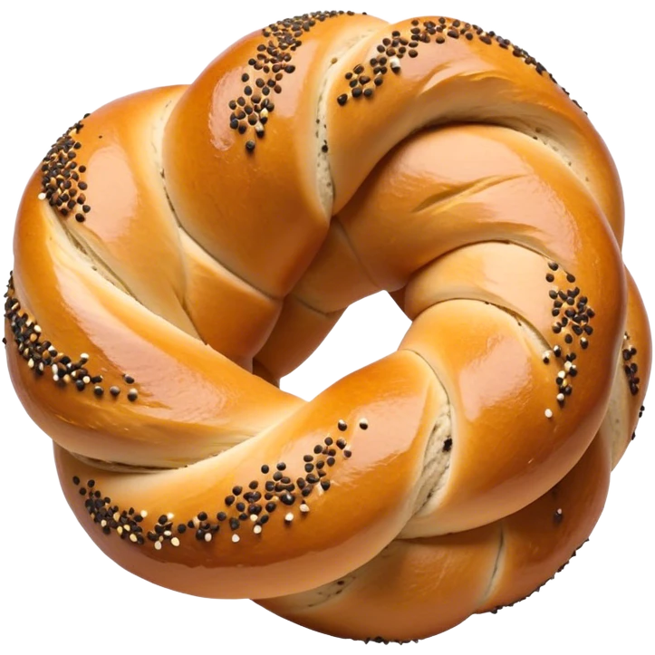 Cinematic Realistic Simit twisted Turkish bread in poppy seeds emoji