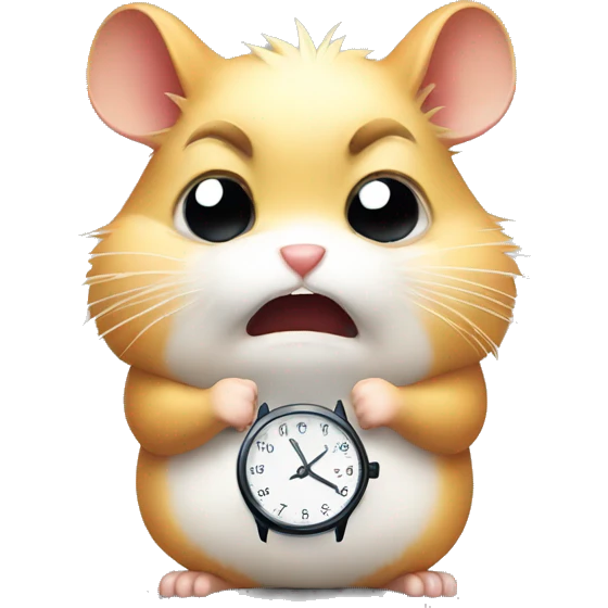 Angry hamster looking at his watch emoji