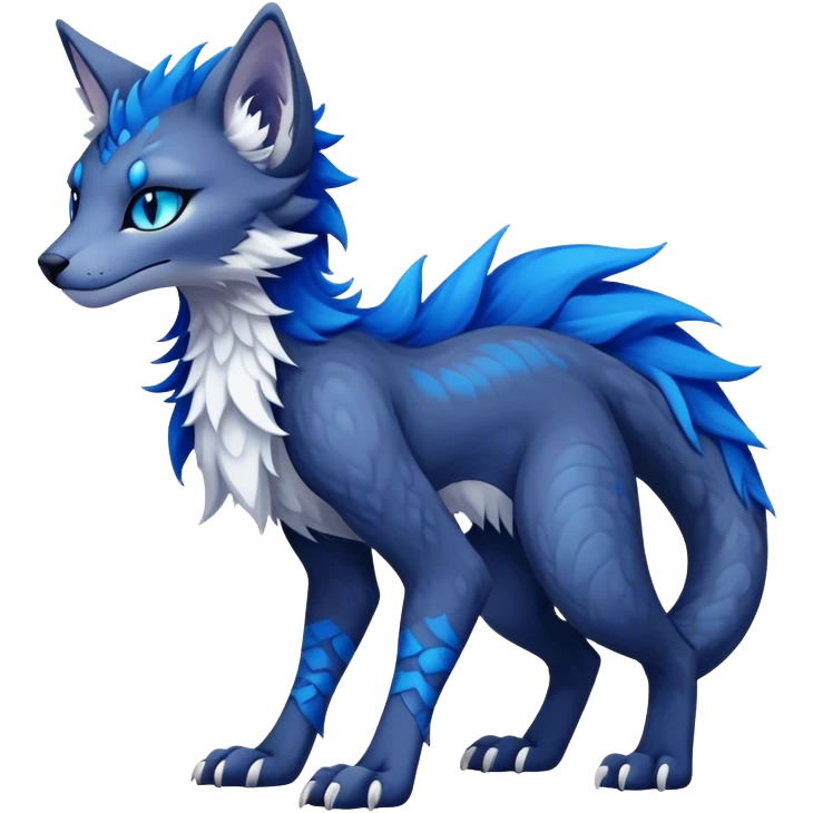 Kawaii dark edgy fantasy ethereal feline-vernid-sergal-fursona animal creature with a tufted tail full body with intricate markings  emoji