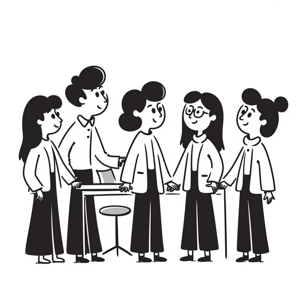 group of people in business attire, hand drawn doodle style emoji