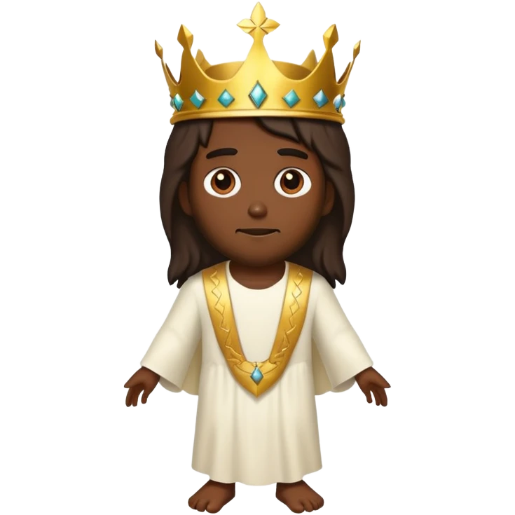 Dark skin christ Jesus with a gold crown walks emoji