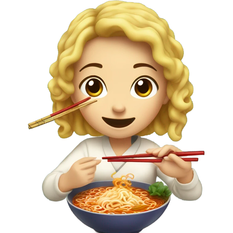 girl eating spicy ramen emoji