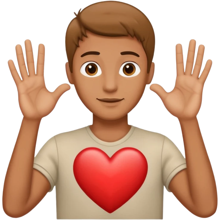 A guy making a heart with his hands emoji