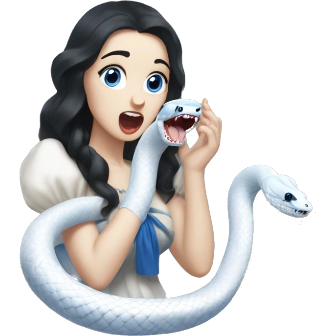 Picture a snow white snake, the color of the chishui is only white and that's it. She has blue snake eyes with a black vertical slit. She opens her mouth and hisses emoji