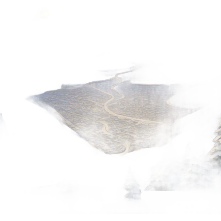 view from snowy hill downwards to snowy valley emoji