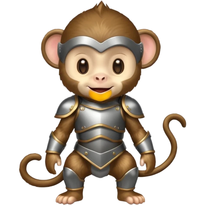 baby monkey in armor, full body, smile emoji