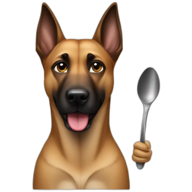 Dog malinois with spoon emoji