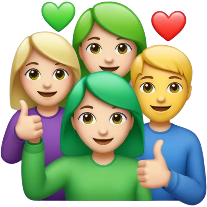 emojis for an alternative Microsoft teams. bright green with a techie vibe. Face expressions, thumbs up, and hearts. Hearts should me the only ones with multiple colours emoji