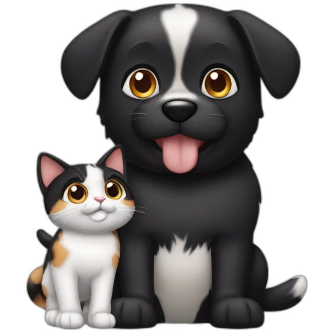 black dog and calico cat emoji